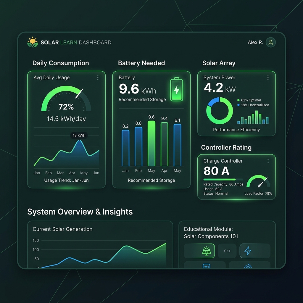 Off-Grid Power Blueprint Dashboard Mockup
